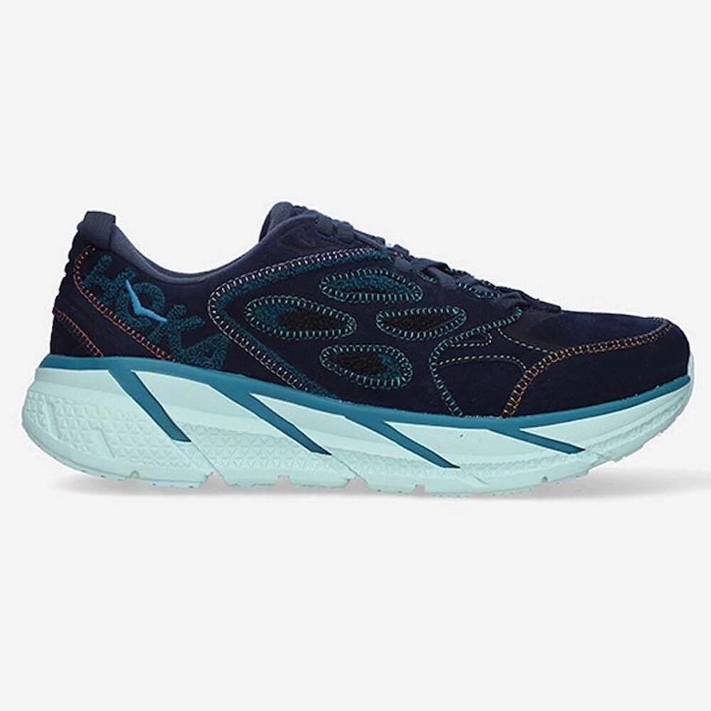 Hoka One One Clifton L Embroidery sneakers in the "Outer Space/Blue Coral"